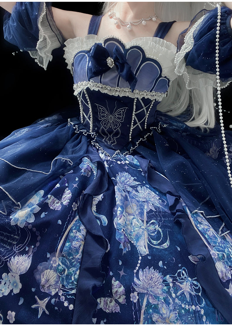 YingLuoFu~Original Elegant Lolita Blue Lolita JSK 20110:281432