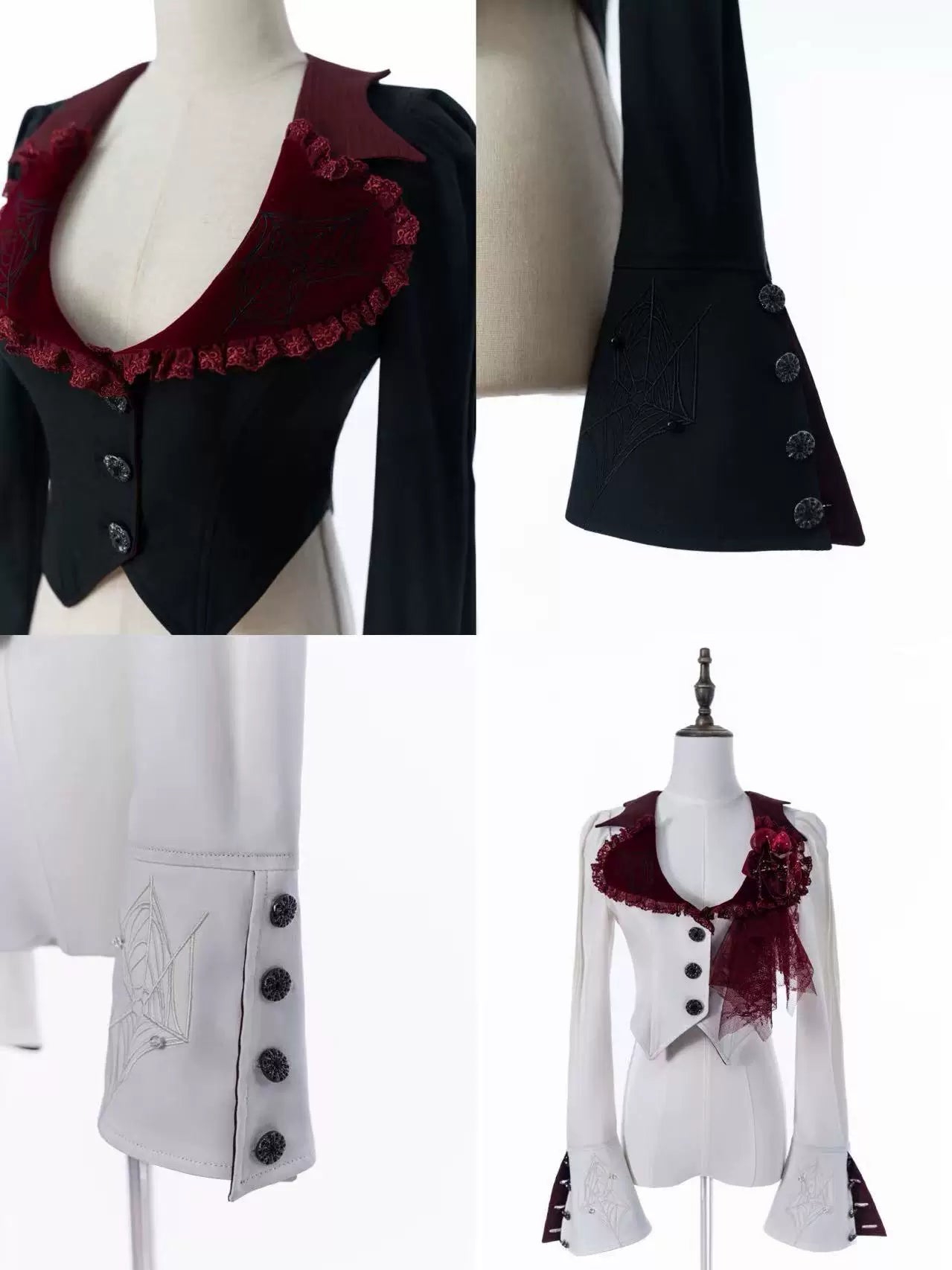 Monster Strawberry Hunt - Gothic Lolita Strawberry Printed Velvet Dress Set 45737:859897