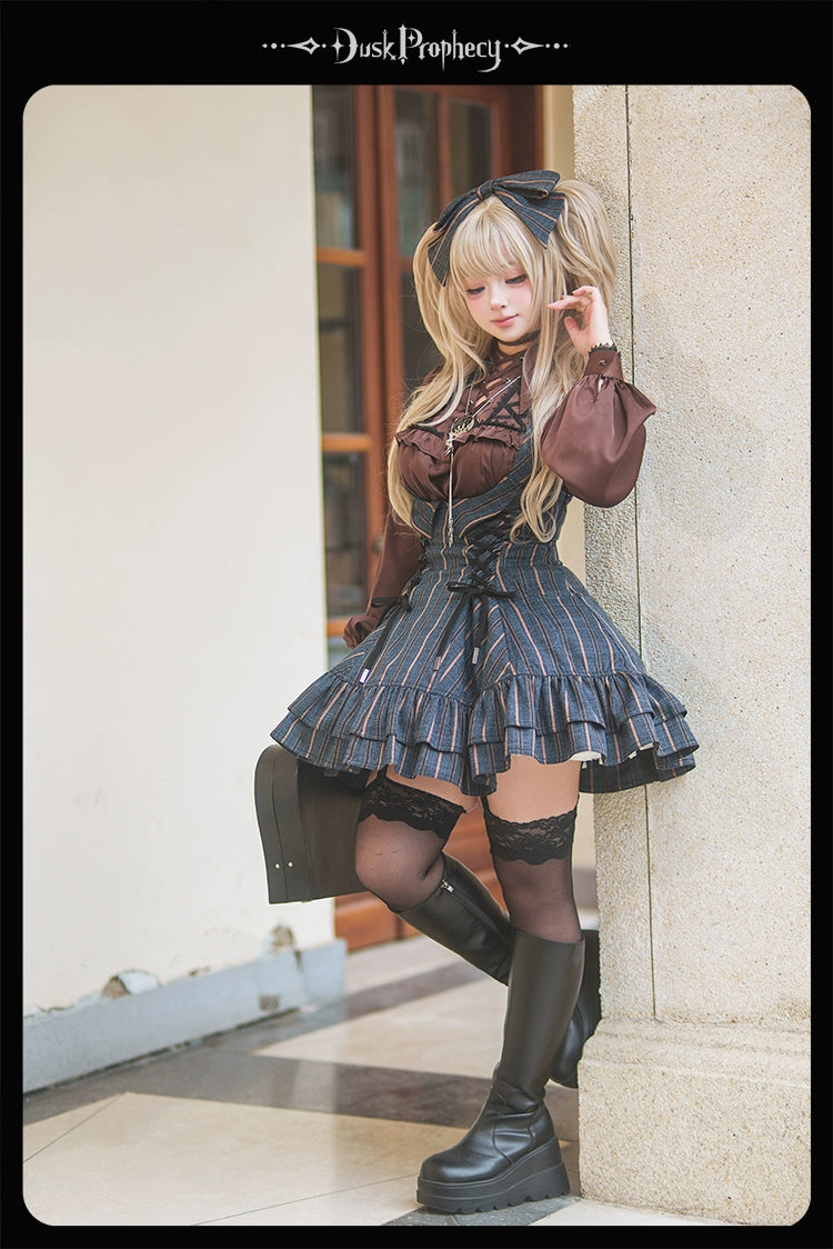 DuskProphecy - Heron - Classic Lolita Striped JSK Dress, Halter Neckline 44313:802952