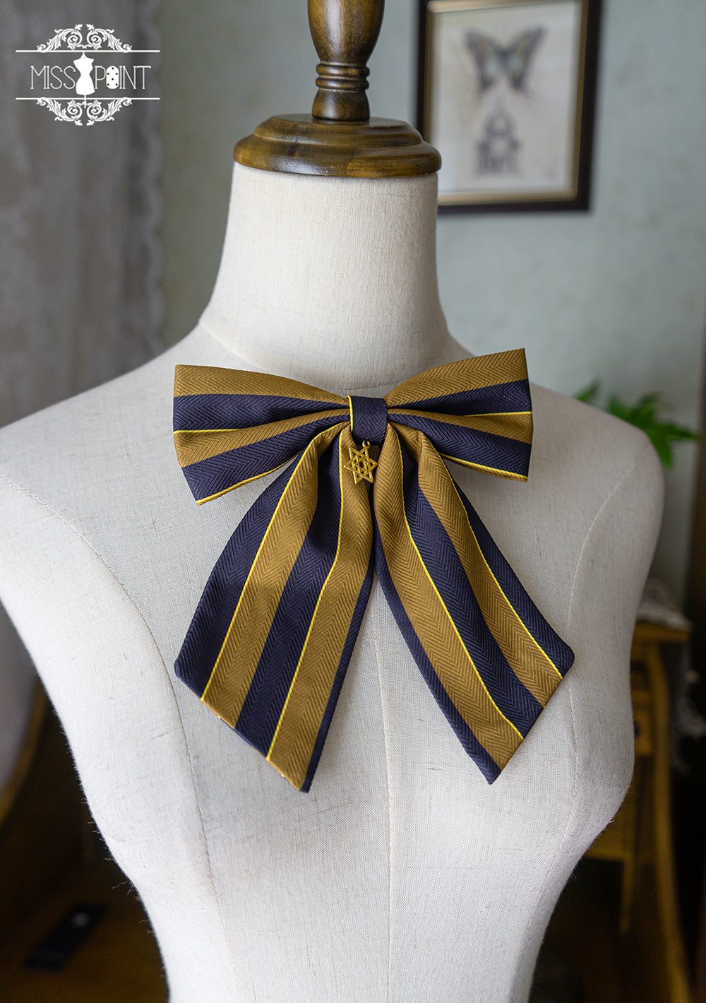 (Buyforme)Miss Point~Lolita Waist Belt Collar Skirt Clip Necklace Bibs yellow striped bow tie  