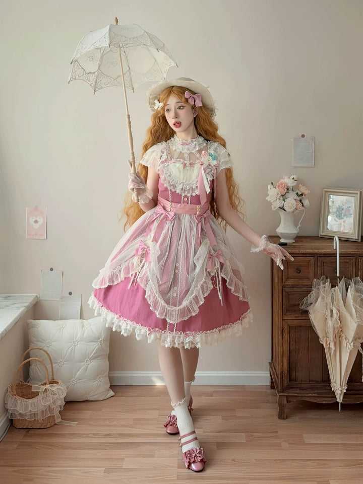 Uncle Wall Original - Fluttering Cherry Spring Strings - Cotton Sweet Lolita JSK Dress