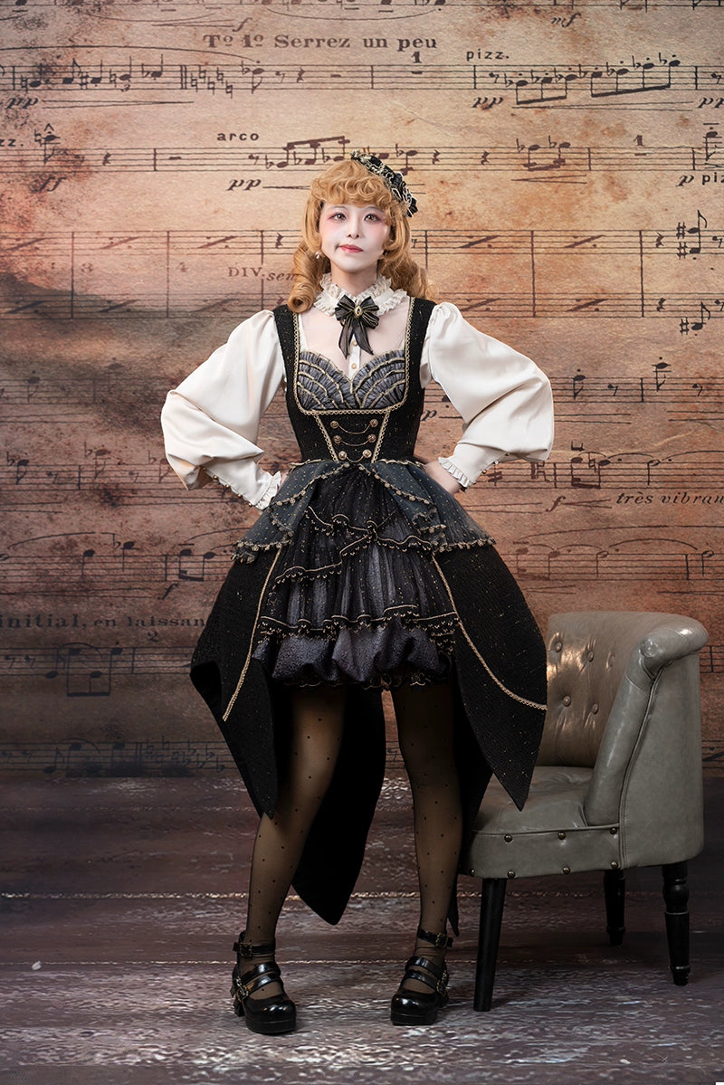 Fantasy Wind~Thorn Rose~Embroidered Nun Lolita Lantern JSK Dress   