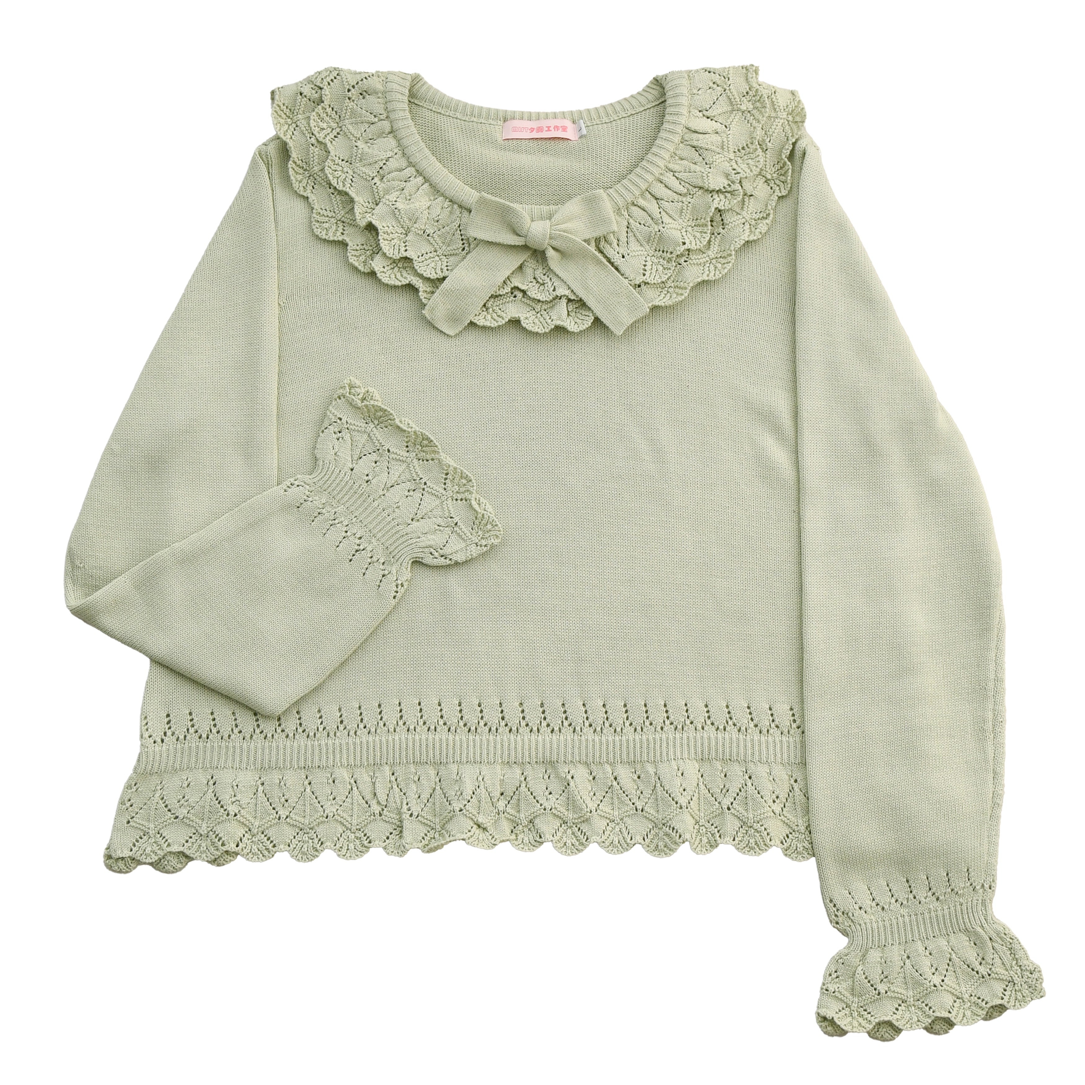 MIST - Nana - Sweet Lolita Sweater, Detachable Bow (Green / L S) 44201:798354