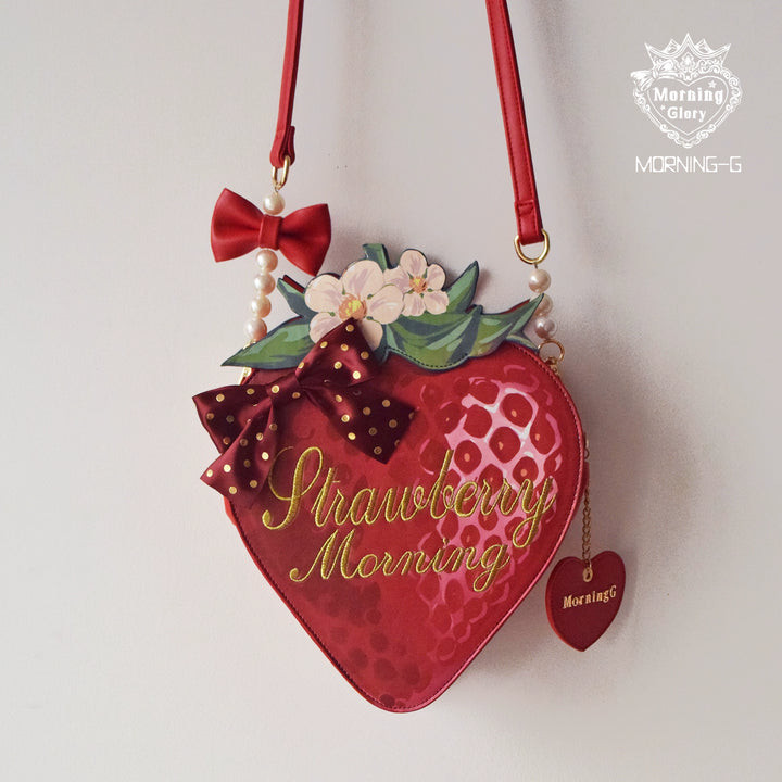 Morning Glory~A Strawberry~Sweet Lolita Crossbody Bag Strawberry Printed Handbag