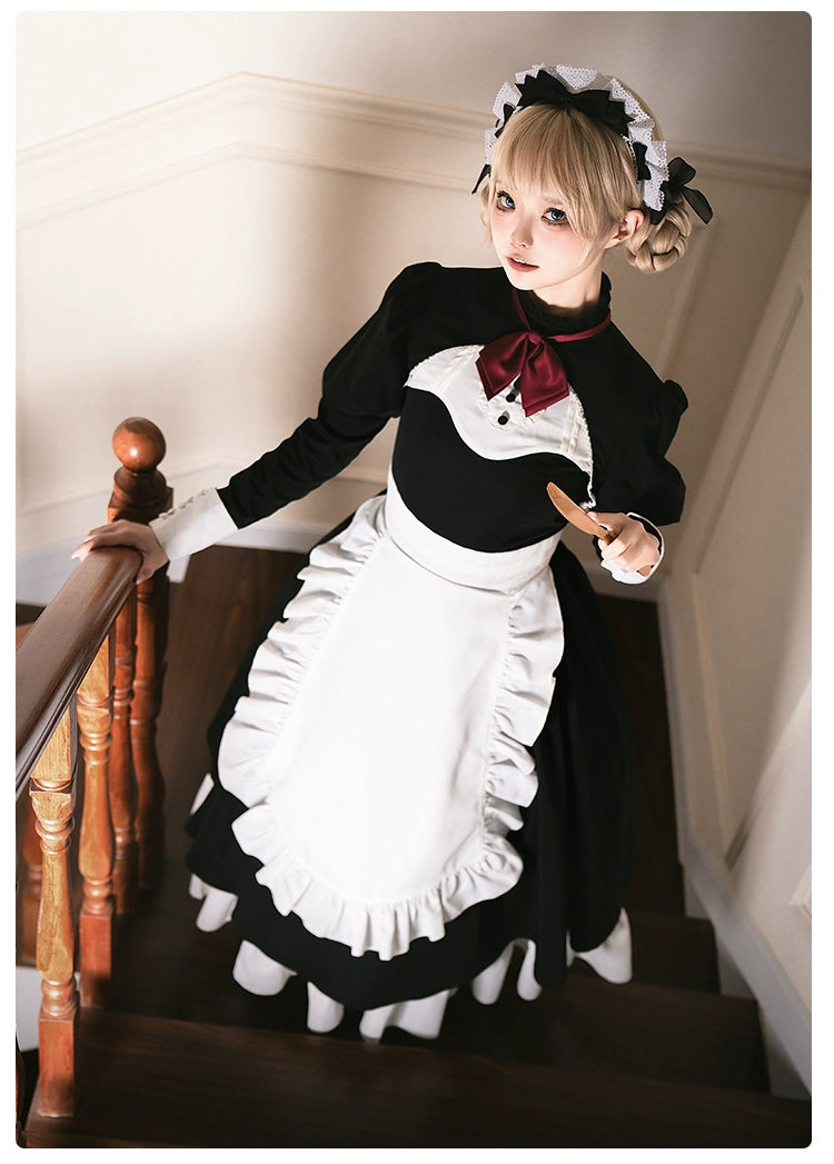 With PUJI~Night Banquet~Ouji Lolita Outfit/Maid Lolita OP Twin Lolita Suit   