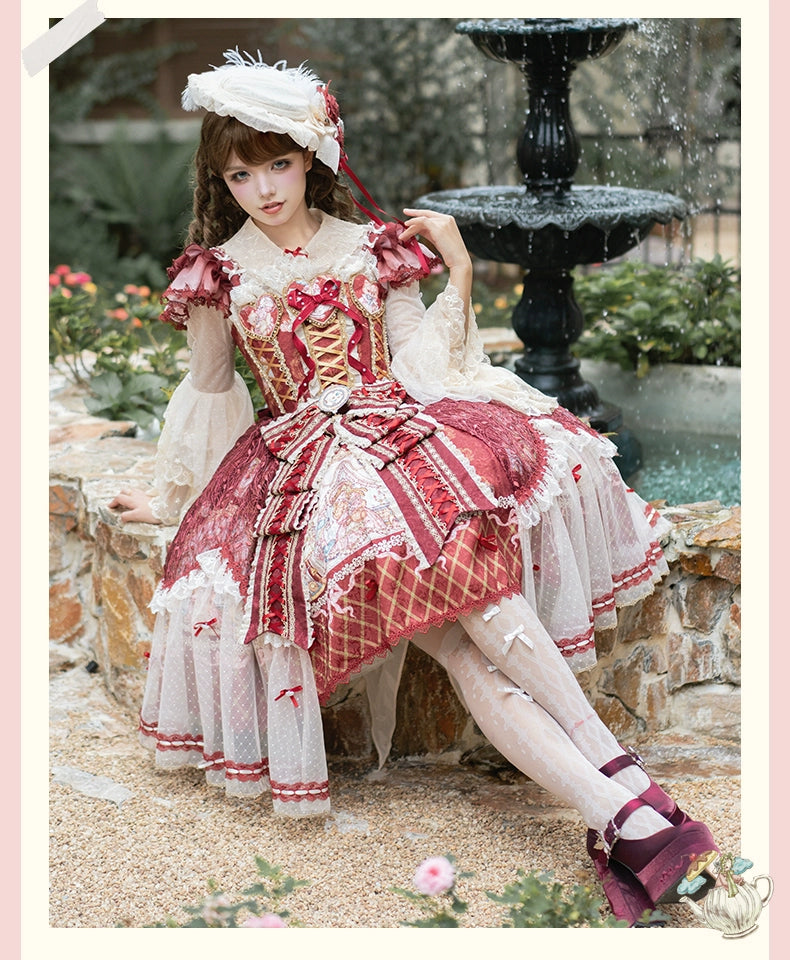 YingLuoFu - Doll Fantasy Box - Sweet Lolita JSK Dress & Tulle Blouse Set 44261:801500
