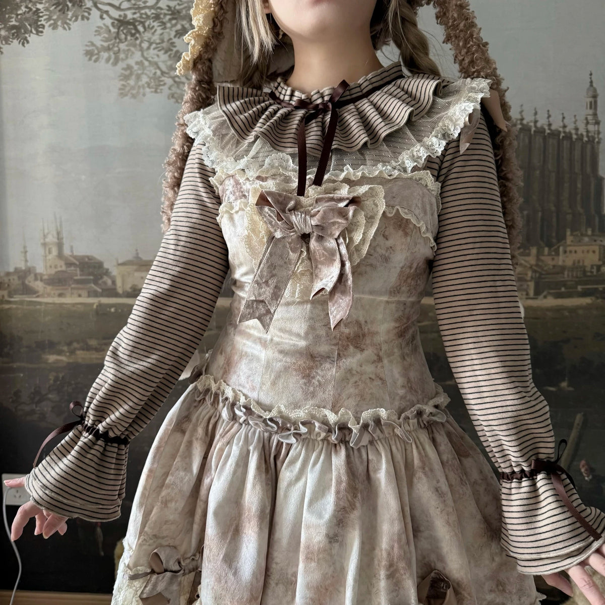 Himawari - Sweet Lolita Long Sleeve Blouse, Tiered Ruffle Collar 45973:869733