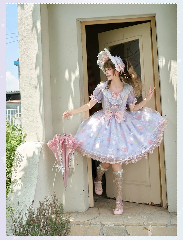Cinnamoroll Ocean Fantasy - IP Collab Sweet Lolita Tiered JSK & OP Dress, Cinnamoroll Print 45995:871867