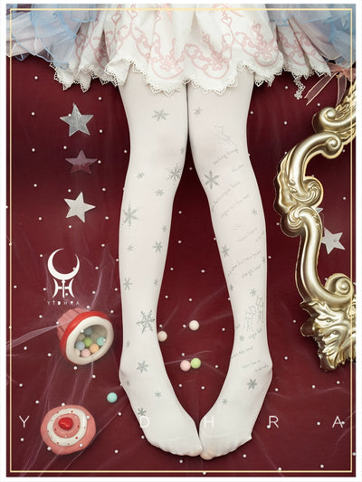 Yidhra~Snow Deer Search~Winter Lolita Pantyhose Kawaii Christmas Pantyhose One size fits all White - gorgeous style 