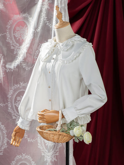 3 Puppets~Phalaenopsis~Doll collar Kawaii Lolita Cotton Shirt S long-sleeve 