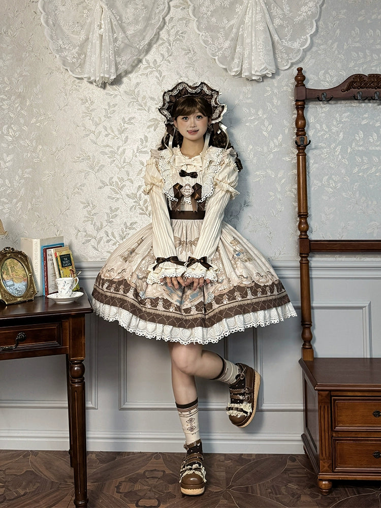 Alice Girl - Sea Salt Fairytale - Sweet Lolita Detachable Sleeves XS Brown detachable sleeves only
