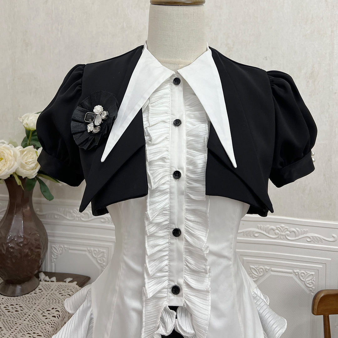 Designer's Gift~Shard Gem~Gothic Lolita Skirt Set with Sleeveless Shirt & Short Jacket