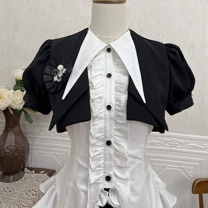 Designer's Gift~Shard Gem~Gothic Lolita Skirt Set with Sleeveless Shirt & Short Jacket
