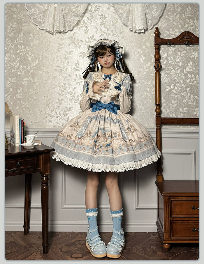 Alice Girl~Sea Salt Fairytale~Sweet Doll-like Lolita OP Animal Printed Lolita Dress 40674:672844