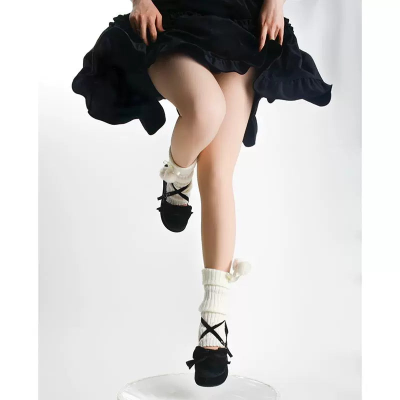 Roji Roji~Sweet Lolita Thigh-High Stockings Winter Fleece-Lined Pantyhose   