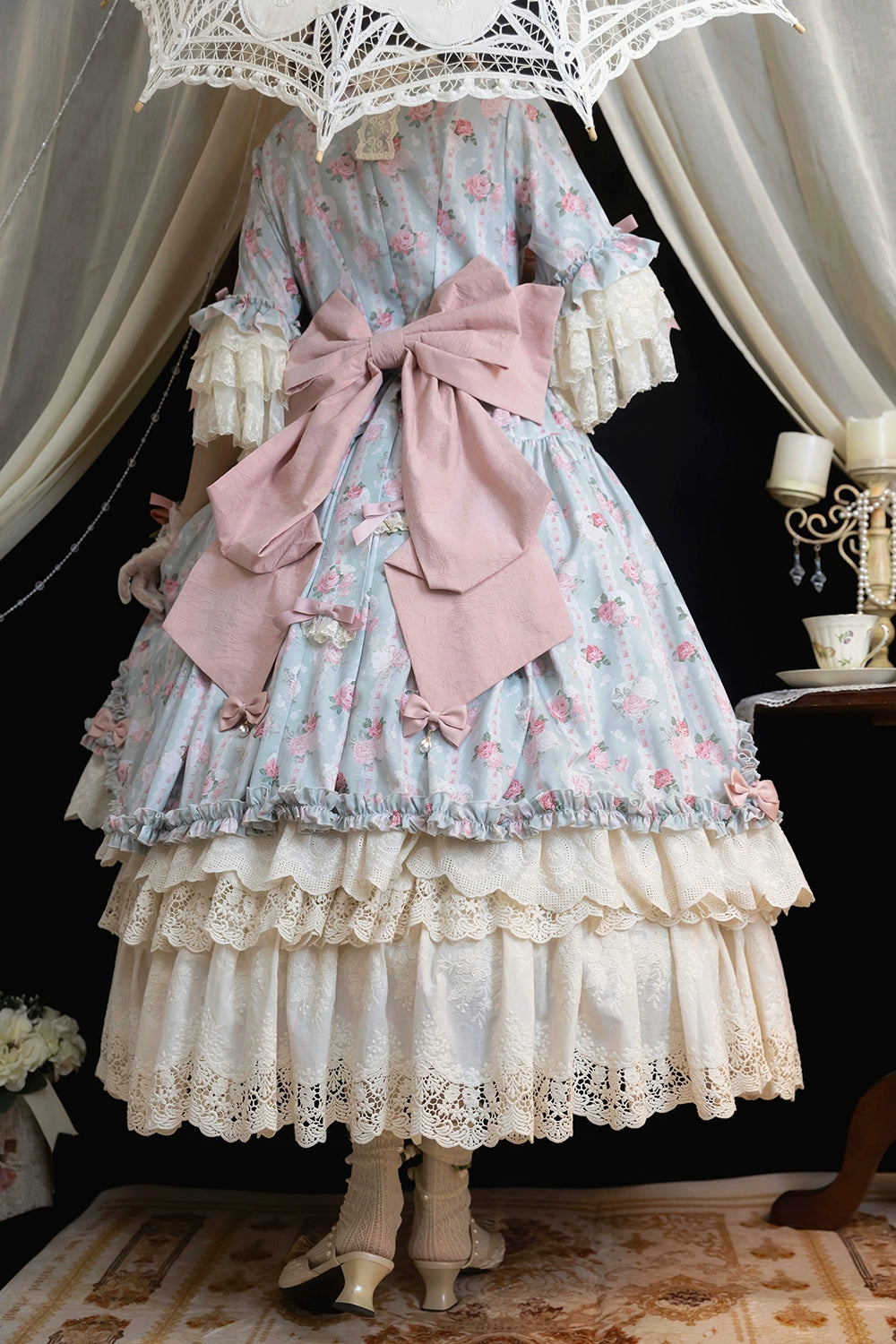 Miss Point~Lilyka Garden~Classic Lolita OP Dress Elegant Floral Wall Princess Sleeve