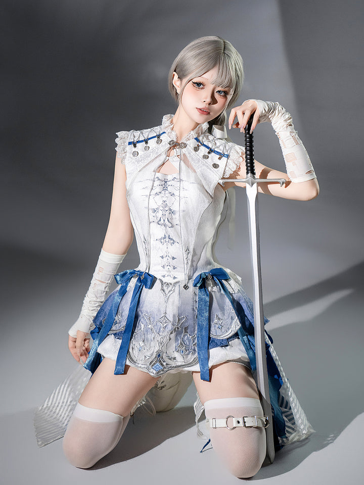 Designer's Gift~Blue Dragon Bone~Ouji Lolita Shorts Suit with Embroidery and Trailing