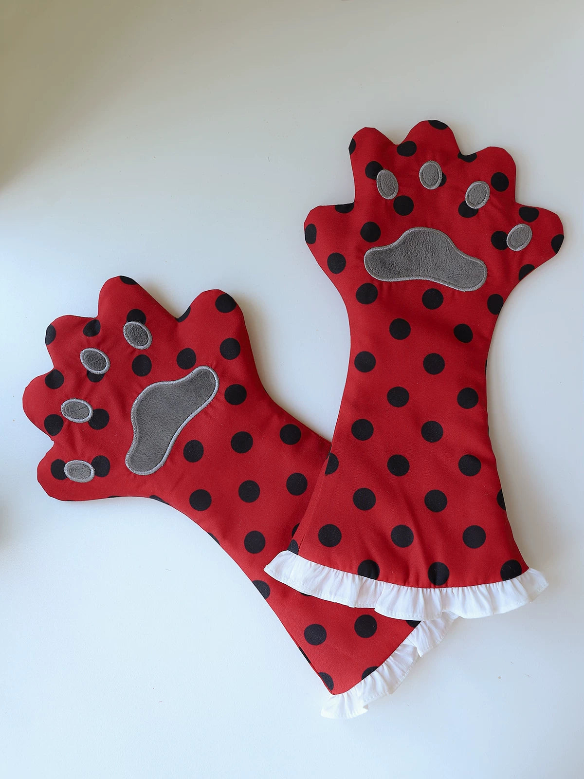 Teacup Meow - Old School Lolita Cat Ear Hat and Paw Gloves, Black Cat Apron 45547:852691