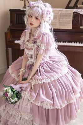 Henrietta~Look for Butterflies~Elegant Lolita Princess Dress Multicolor Custom Size 0 light purple+pinkish purple(ordinary length) 