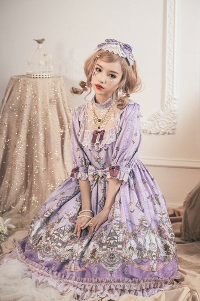 Milu Forest~The Swan's Wedding~Elegant Lolita Purple OP   