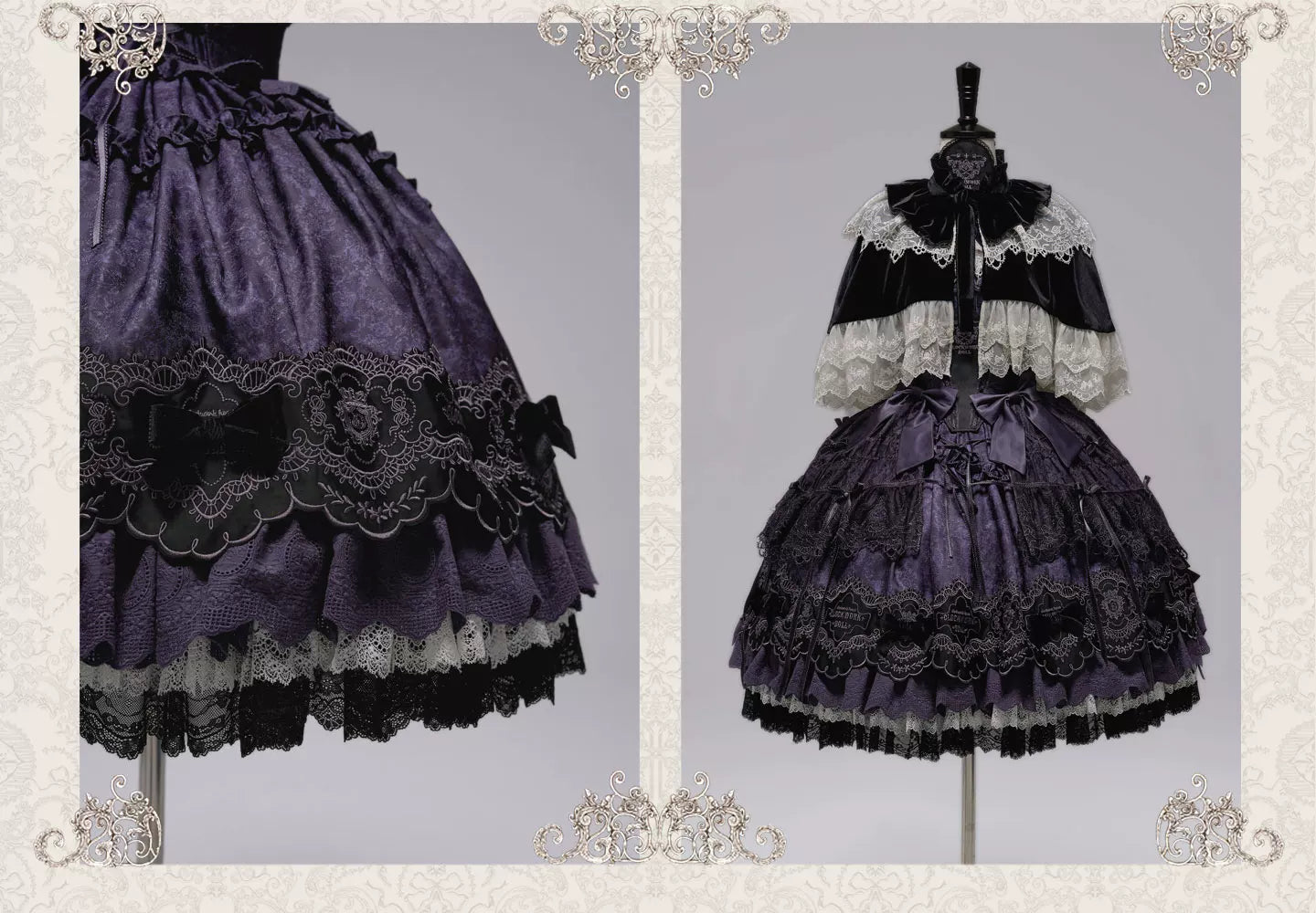 Clockwork Doll - Gothic Lolita Printed Dress, Lace & Bows 45186:839279