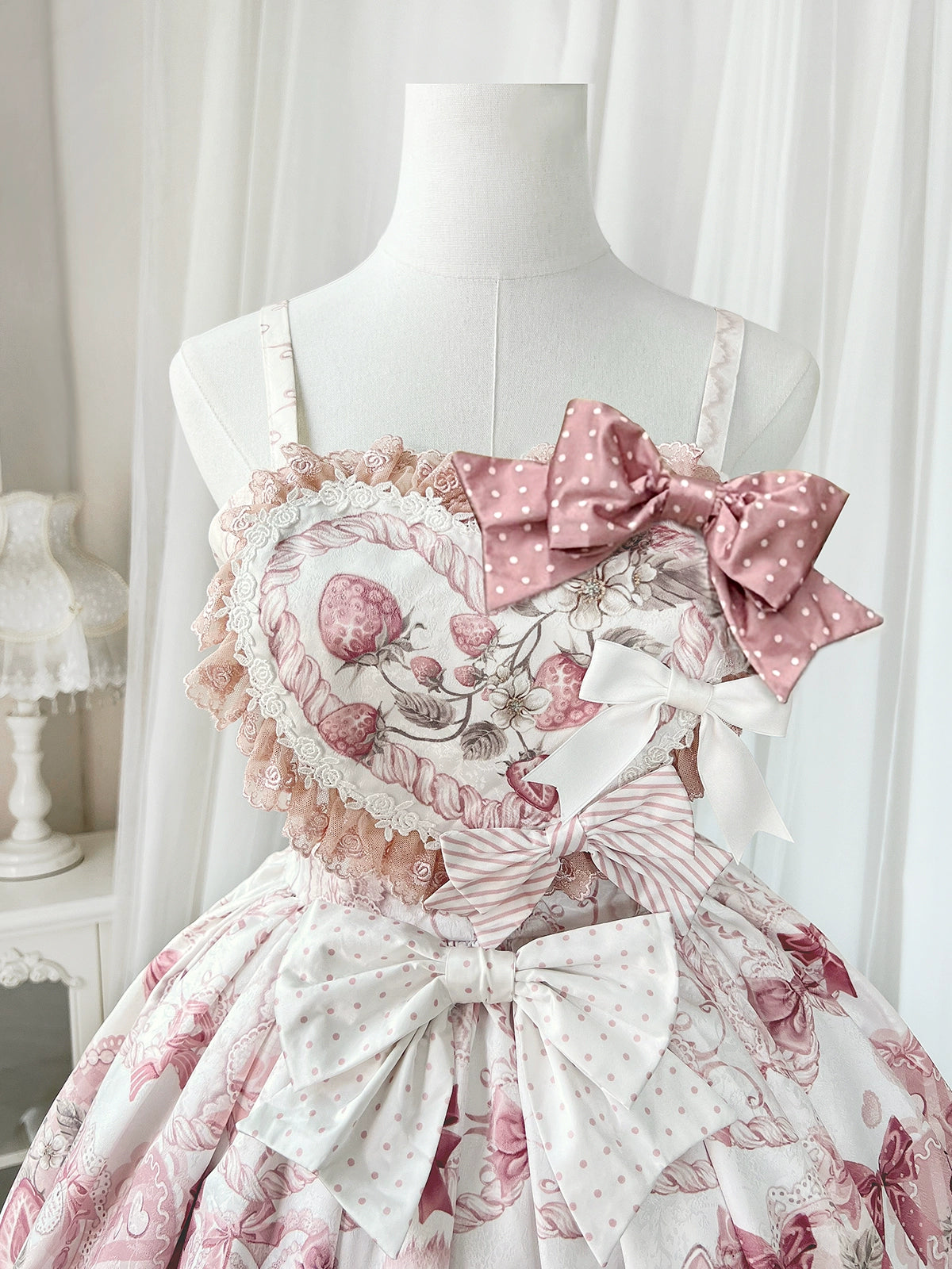 Matutu - Dessert Catlets - Sweet Lolita JSK, Strawberry And Cat Prints