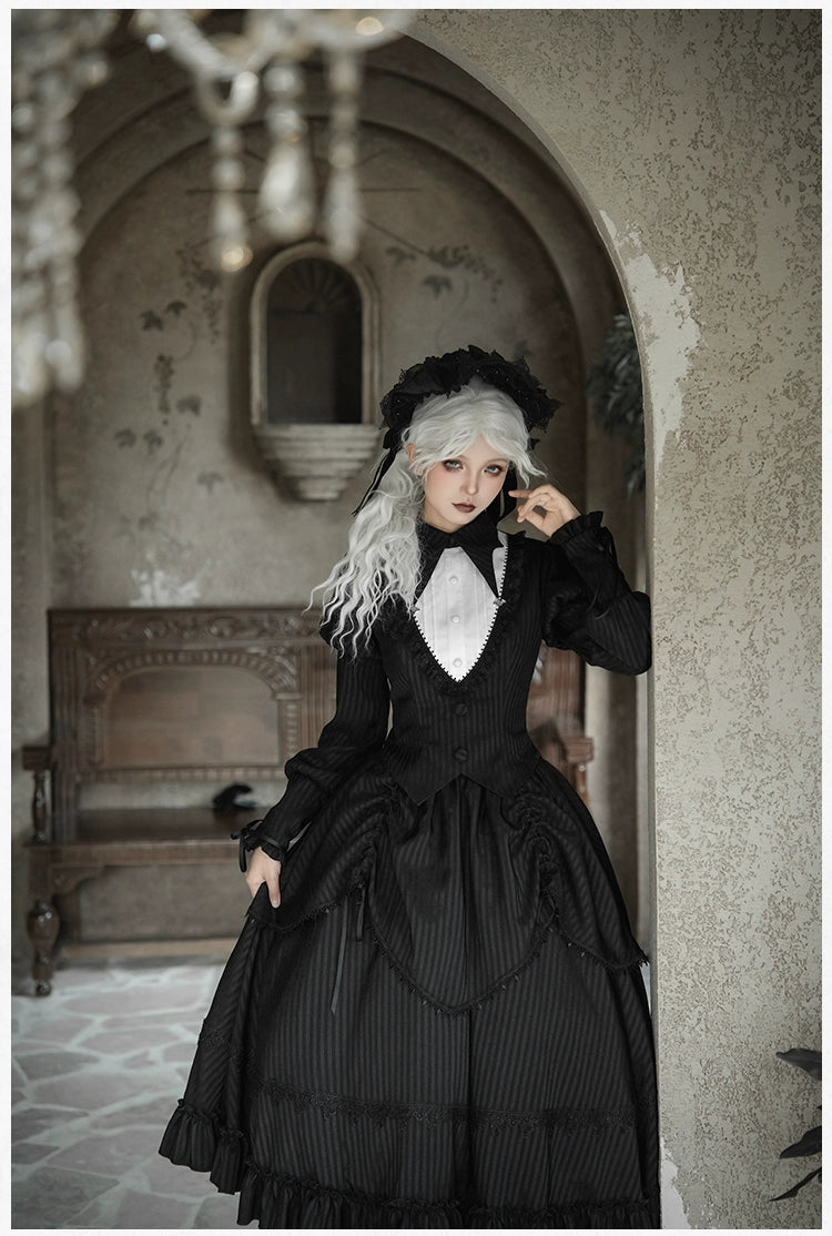 With PUJI - Night Talk - Gothic Lolita Skirt Dress Set, Batwing-shaped Accents 44188:797661
