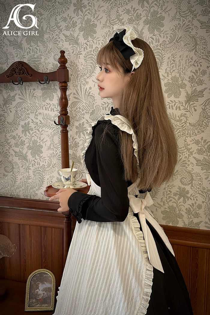 (BFM)Alice Girl~Black Lolita OP Dress Embroidered Winter Dress   