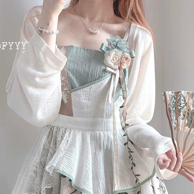 Sakurahime~Yuliu~Han Lolita Irregular Hemline Patchwork Skirt S outwear 