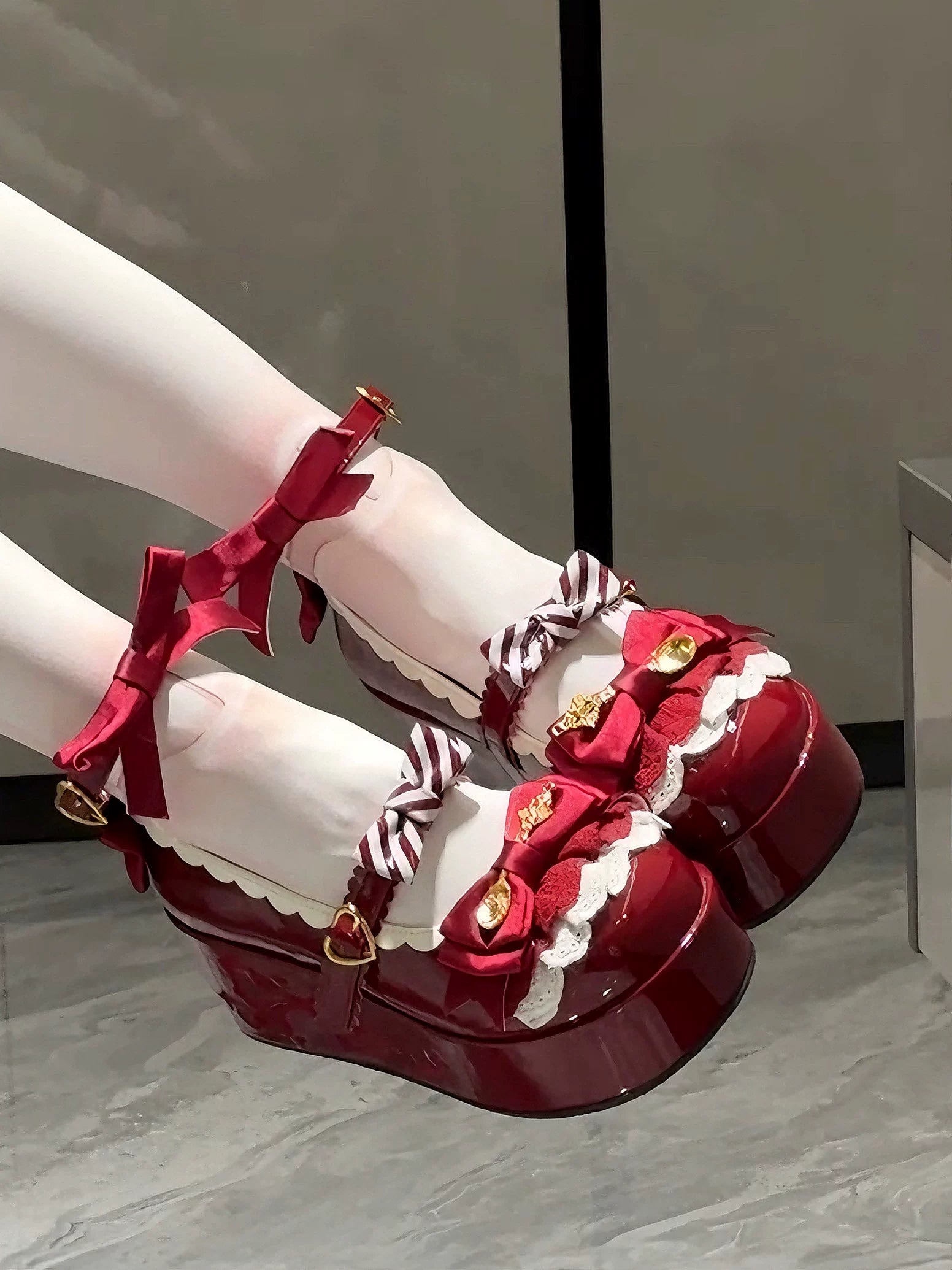 Mousse Rolls - Platform Sweet Lolita Shoes, Detachable Golden Spoon