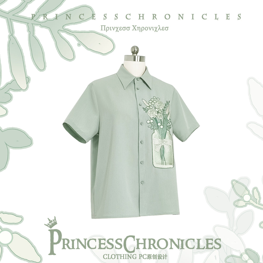 Princess Chronicles~Limited Flowering Time~Ouji Lolita Green Flower Embroidery Shirt S light green 