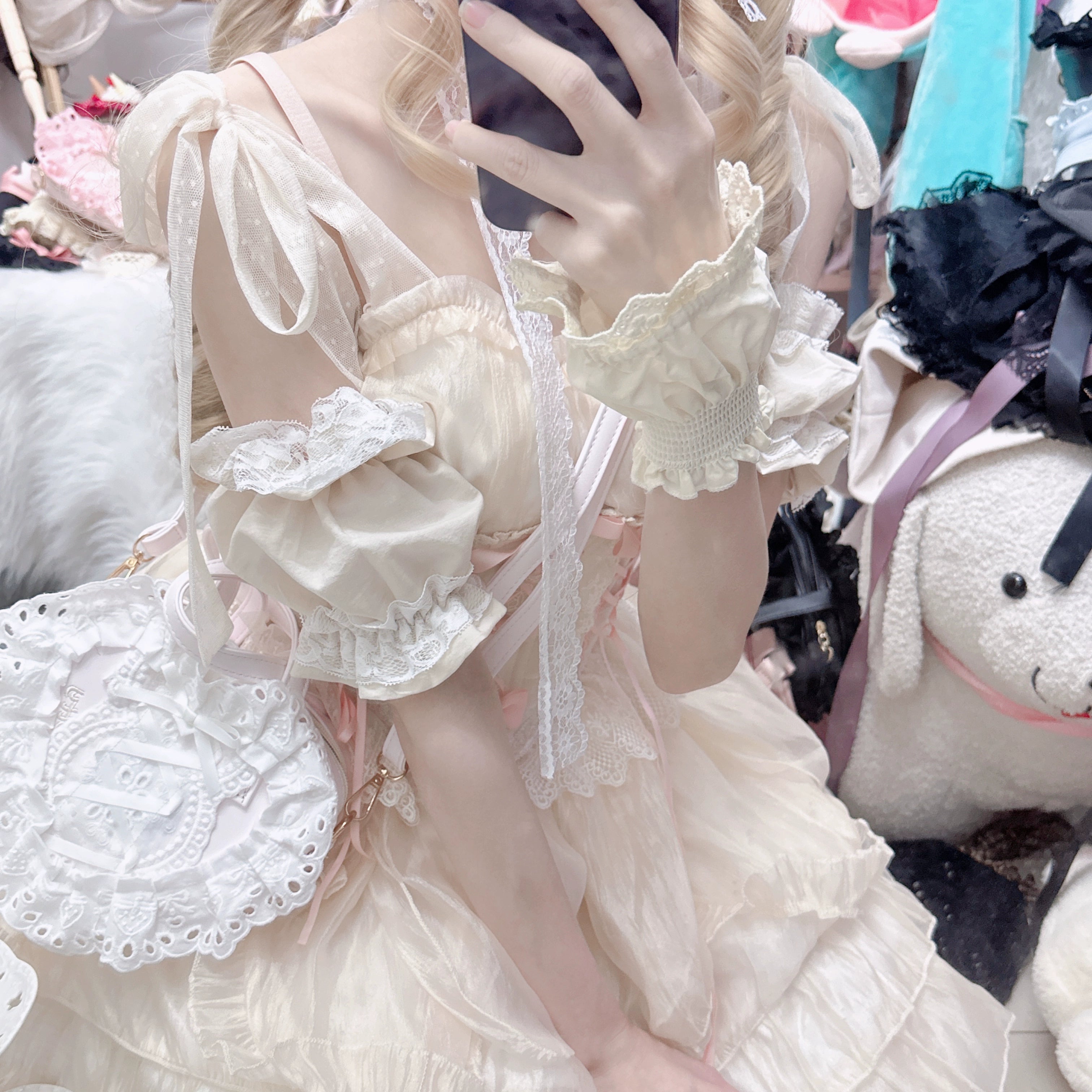 Chestnut Lolita~Sweet Lolita Bag Heart-shaped Lace Bag Multicolors 36106:523288