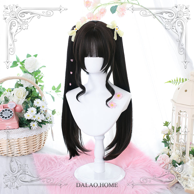 Dalao Home - Princess Lolita Ponytail Long Straight Blonde Wig Brown black