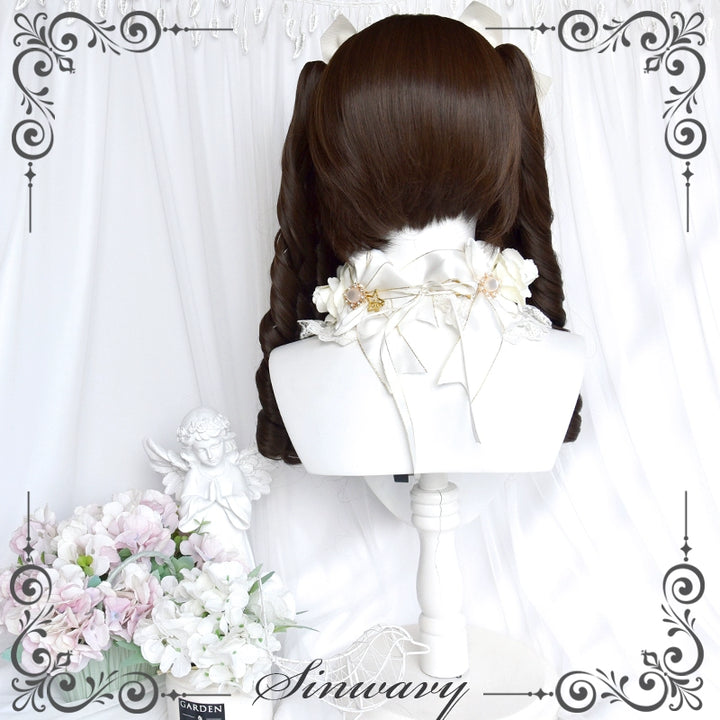 (BFM)Sinwavy~Fairy Tale Town~Classic Lolita Wig Dark Brown Roman Curly Double Ponytail Wig   
