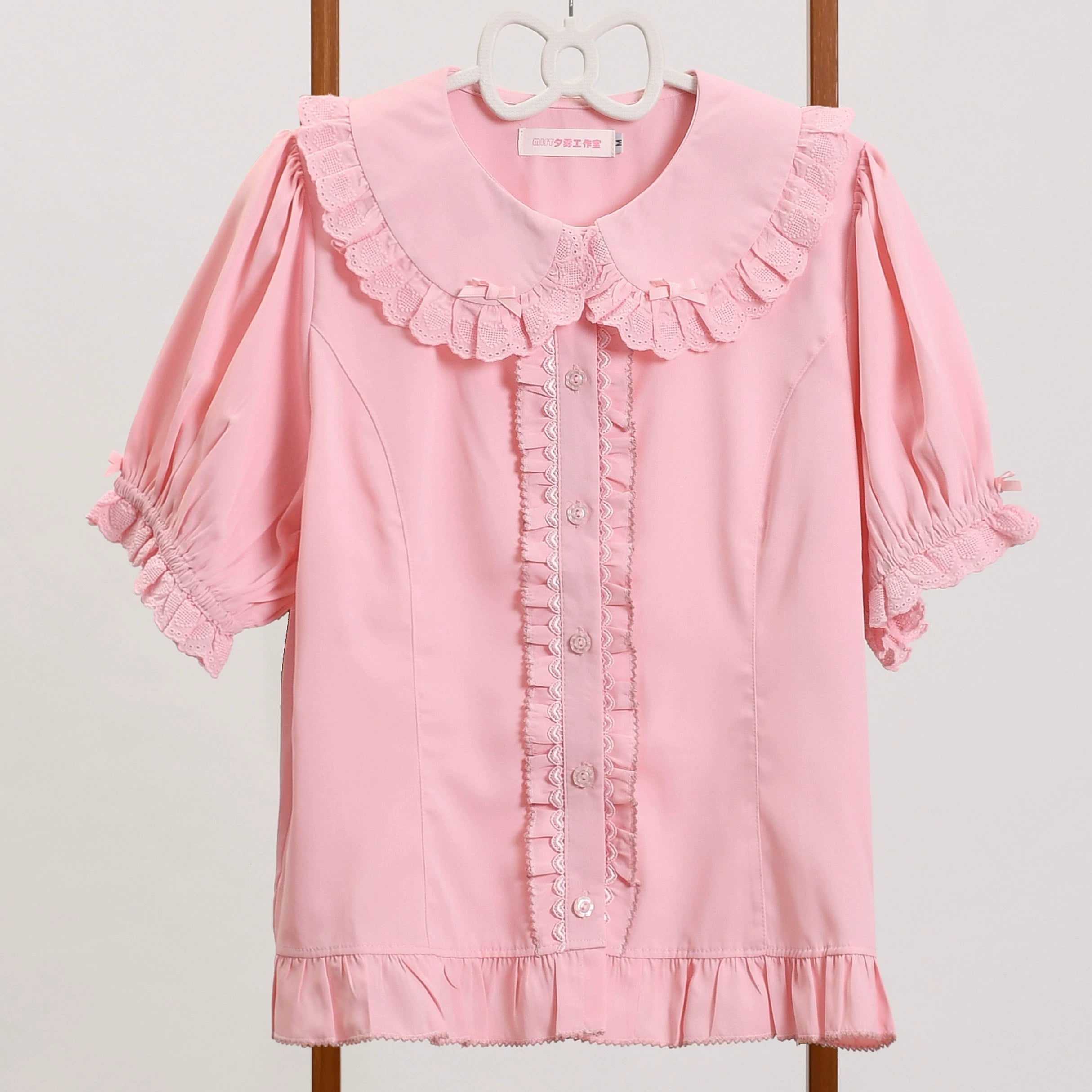 MIST - Sweet Short Sleeve Chiffon Lolita Blouse S Pink - in stock