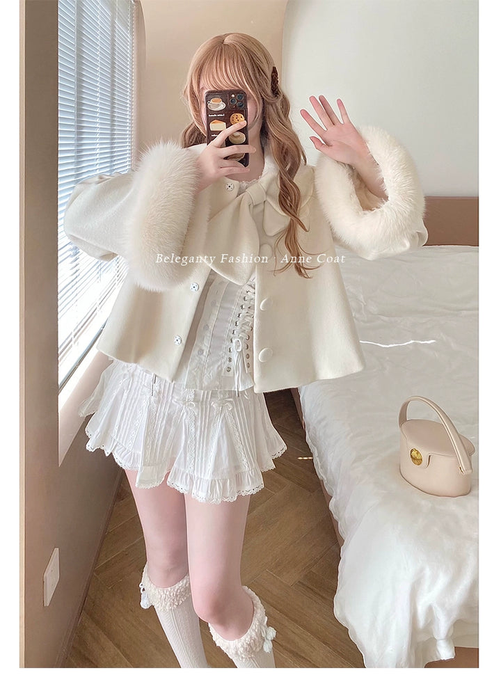 Beleganty~Annie~Retro Lolita Short Coat Woolen Bell Sleeve Outwear   