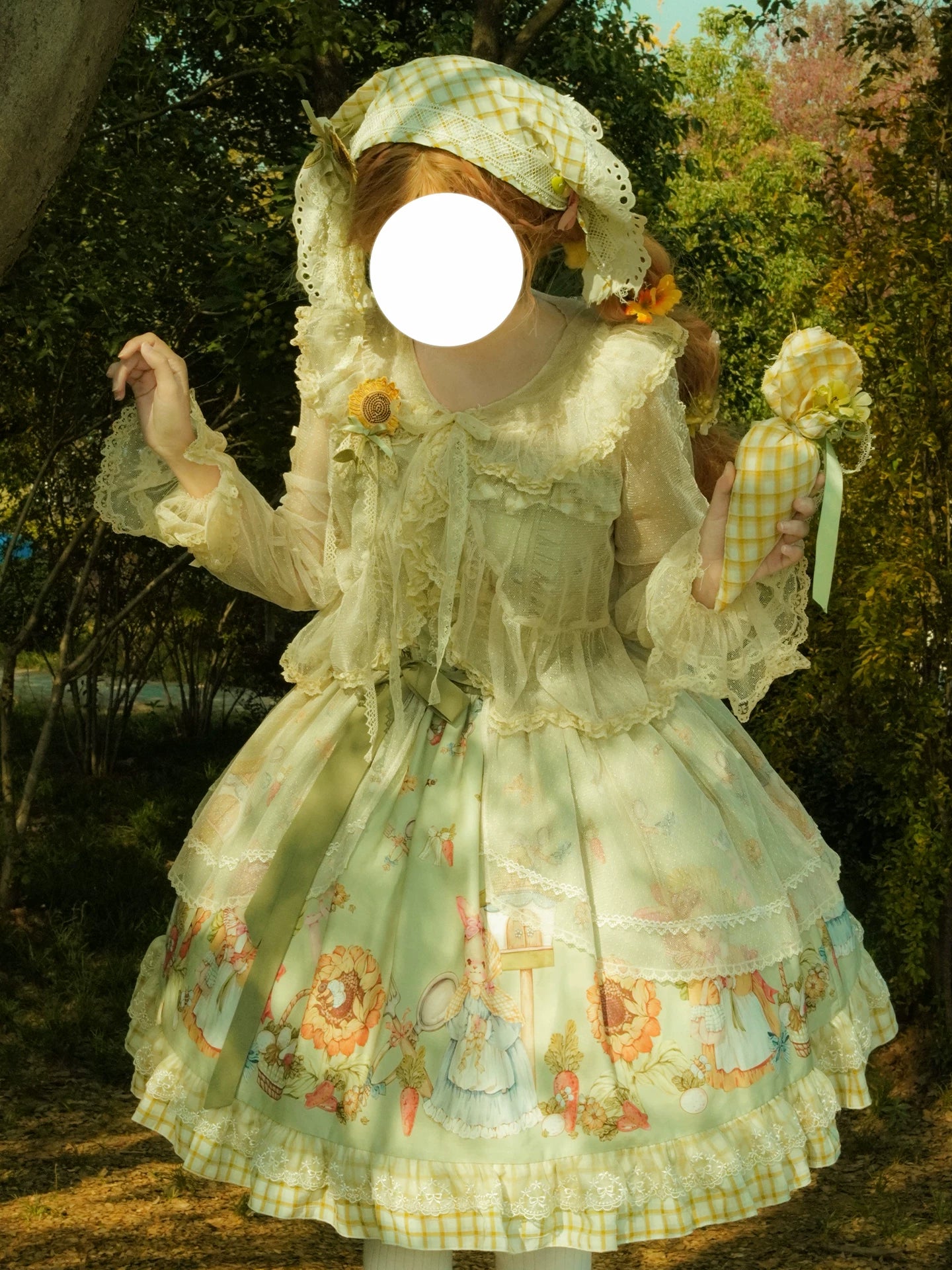 Bunny Harvest Season - Country Lolita Peter Pan Collar OP, Bunny Print JSK 44533:811839