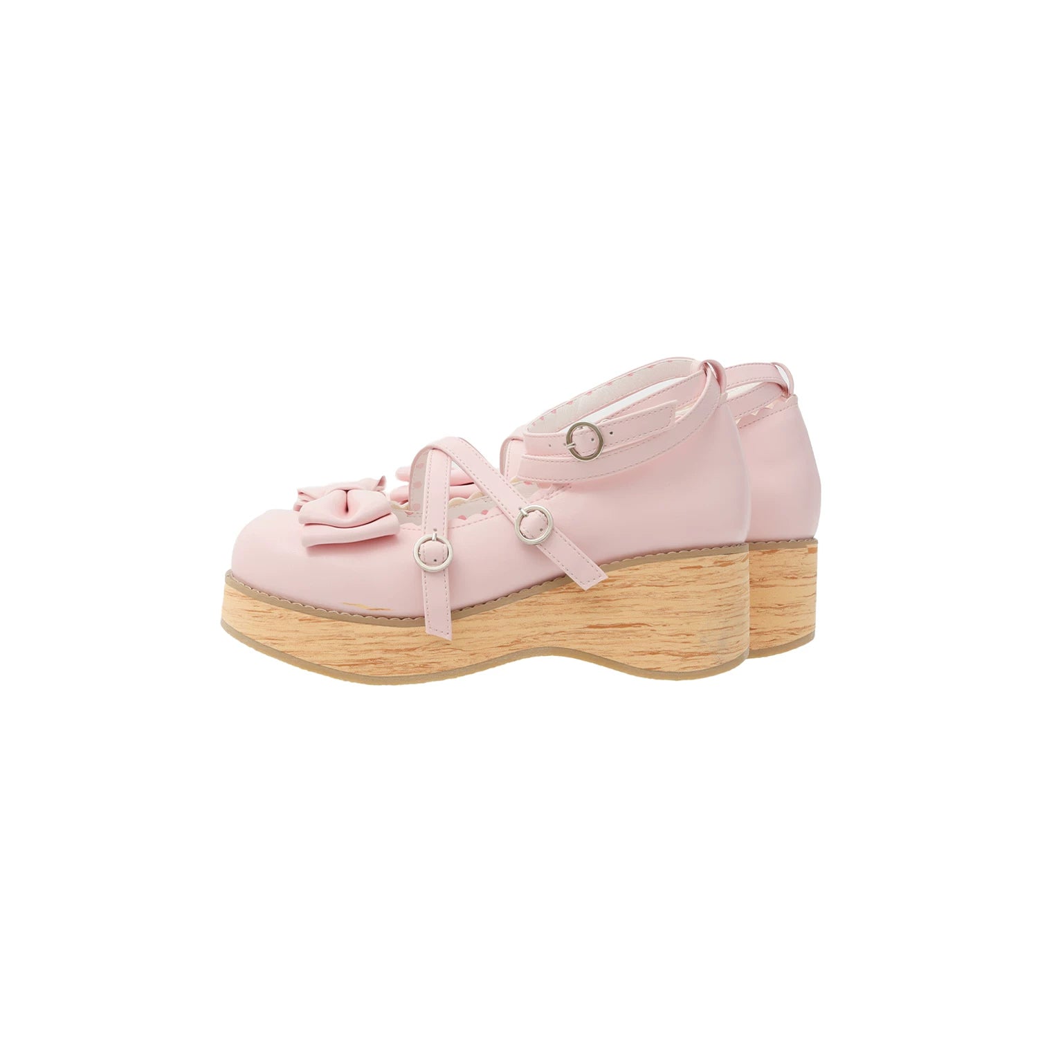 Puff Tata - Sweet Lolita Platform Shoes, Wood Grain Sole