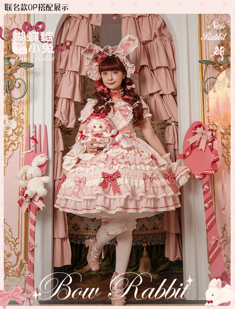 Mademoiselle Pearl~Bow Bunny~IP Collab Sweet Lolita OP Dress Bow JSK OP 38022:578626