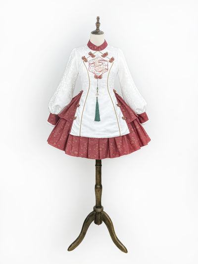 KIYANA~The Joy of Deer Singing~Winter Lolita Cheongsam New Year Chinese style S Single white top + skirt 