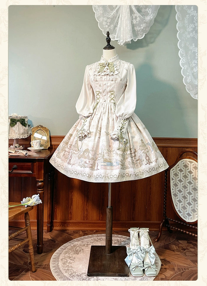 Alice Girl~Iris Study Room~Elegant Lolita JSK Classic Lolita Dress With Square Neck   