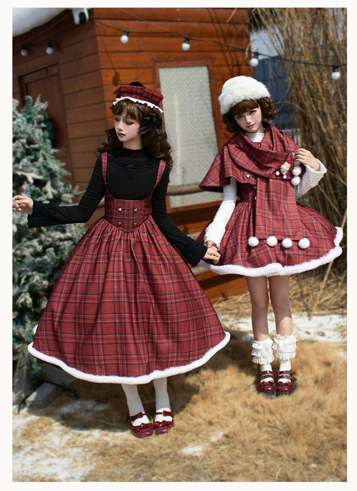 With PUJI~Wish Date~Twins Lolita Fishbone Bust-supporting JSK Winter Scarf-Cape 40526:670522