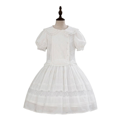 Nuit De Cellophane~Shattered Story Heart~Classical Lolita Low Waist OP S low-waisted OP white 