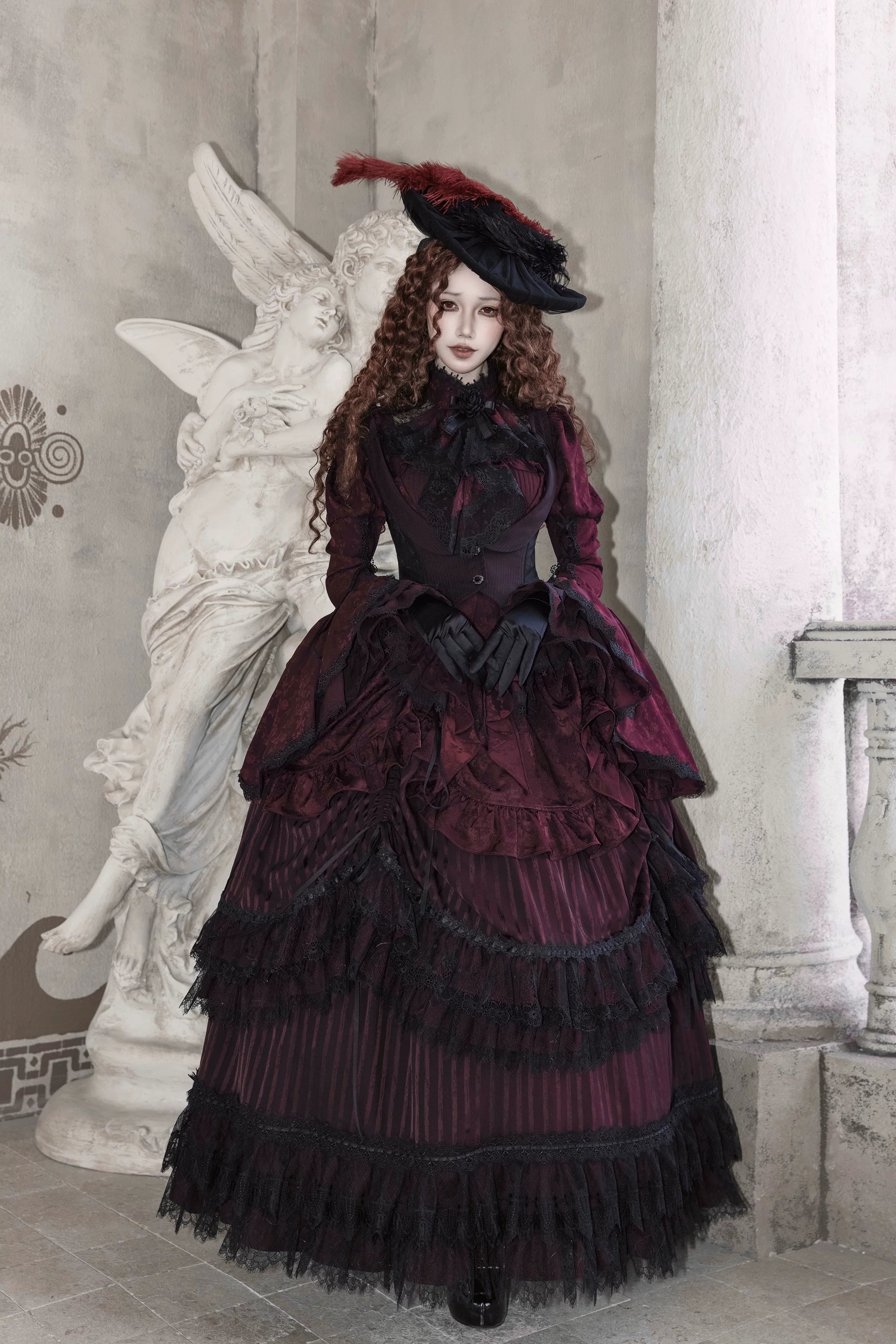 Victoria's Praise - Gorgeous Gothic Lolita Blouse & High-low Hem Skirt 44898:828075