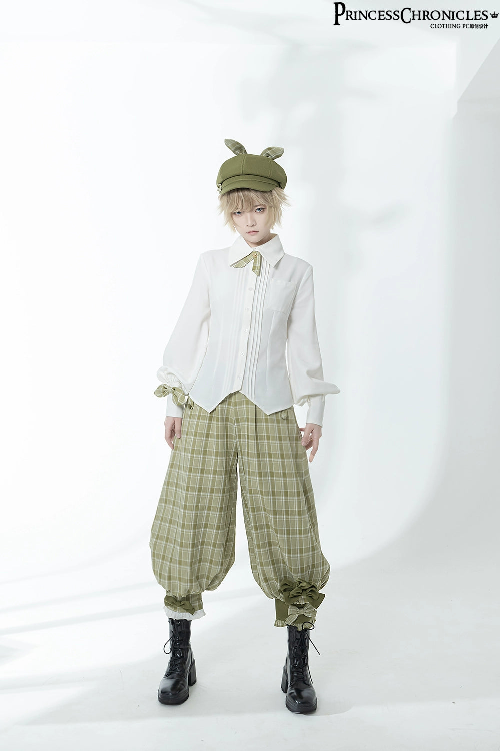 Princess Chronicles~Secret Morning Paper~Ouji Lolita Shirt and Matcha Green Capri Pants   