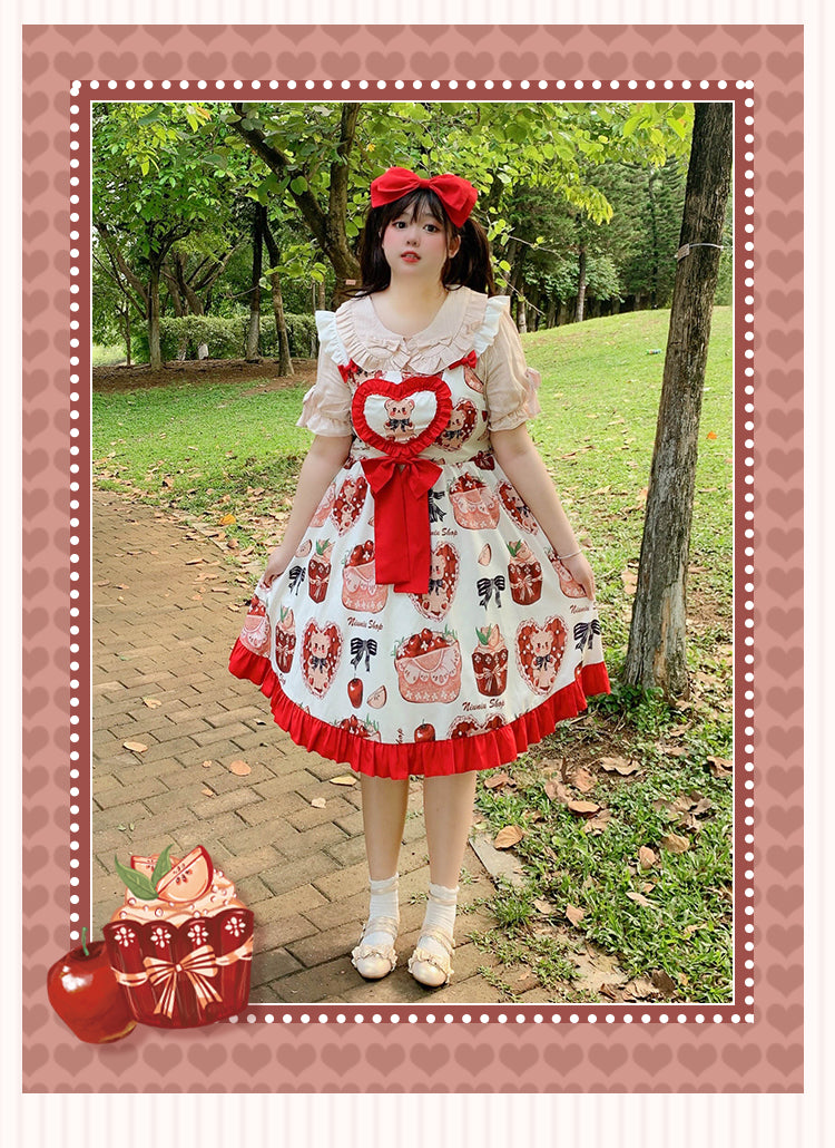 Niu Niu~Apple Teddy~Summer Plus Size Sweet Lolita JSK   