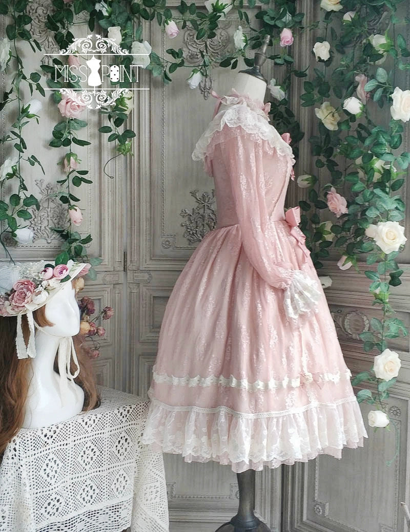 Miss Point~Dawn Girl~Reto Elegant lolita OP Dress Lace Long Sleeve 32768:392892