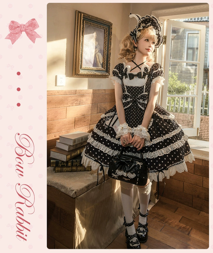 Mademoiselle Pearl~Bow Rabbit~Sweet Lolita Handbag With Bows & Pearls