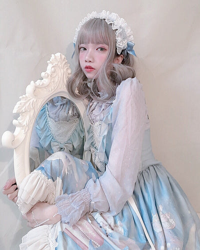 Amnesia~Dream Whale Island~Elegant Lolita V-shaped Neckline JSK s0 dusty blue 