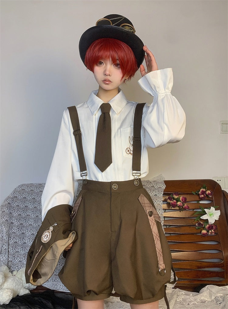 Letters from Unknown Star~Detective Rabbit Kiri~Spring Ouji Lolita Outfits Backpack Pants and Vest